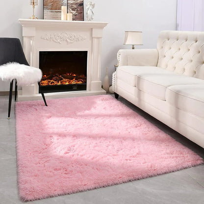 Pink Tie-Dye Fluffy Area Rug