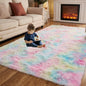 Pink Tie-Dye Fluffy Area Rug