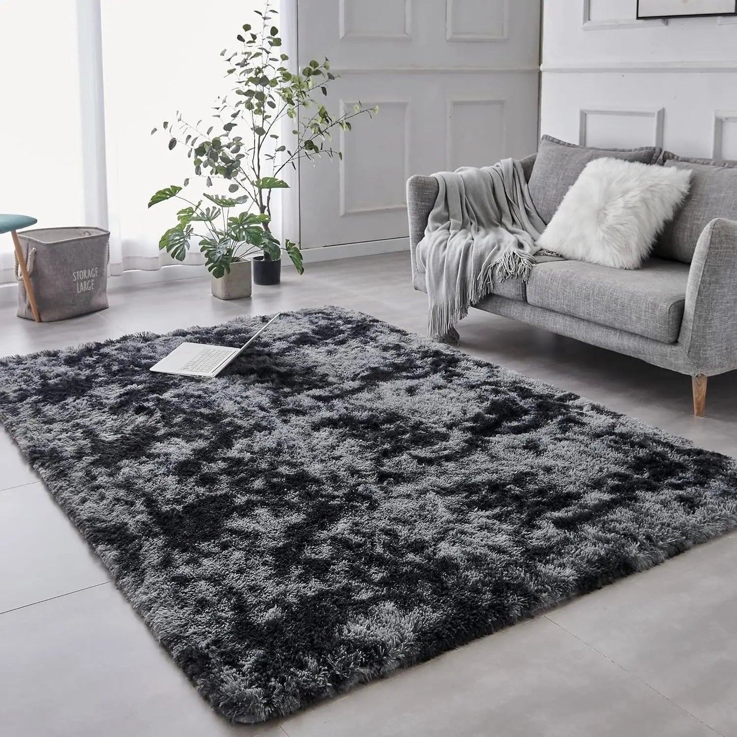 Pink Tie-Dye Fluffy Area Rug