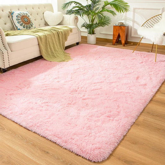 Pink Tie-Dye Fluffy Area Rug