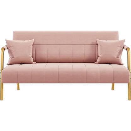 Pink Velvet Modern Loveseat Sofa