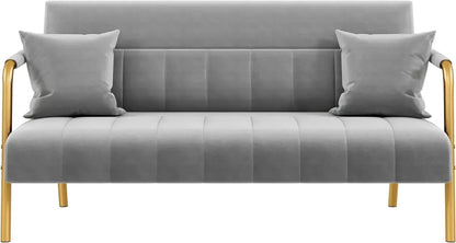 Pink Velvet Modern Loveseat Sofa