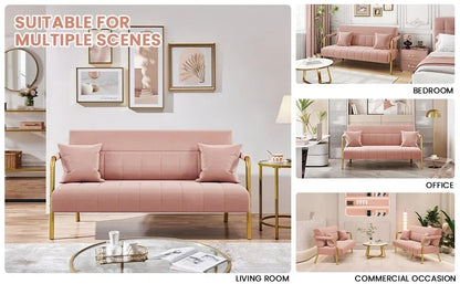 Pink Velvet Modern Loveseat Sofa