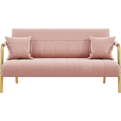 Pink Velvet Modern Loveseat Sofa