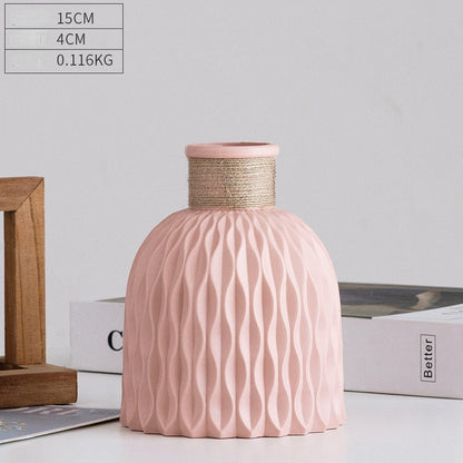 Pink and White Plastic Flower Vase