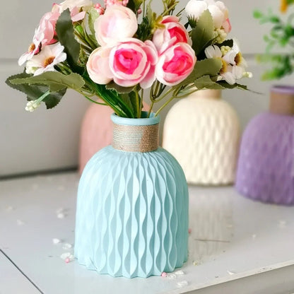 Pink and White Plastic Flower Vase