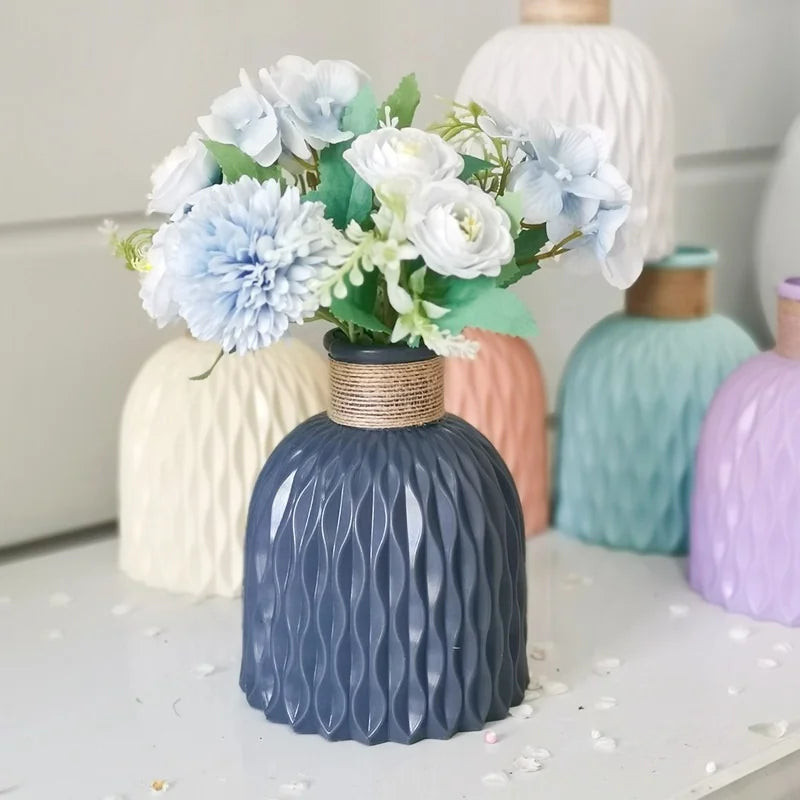 Pink and White Plastic Flower Vase