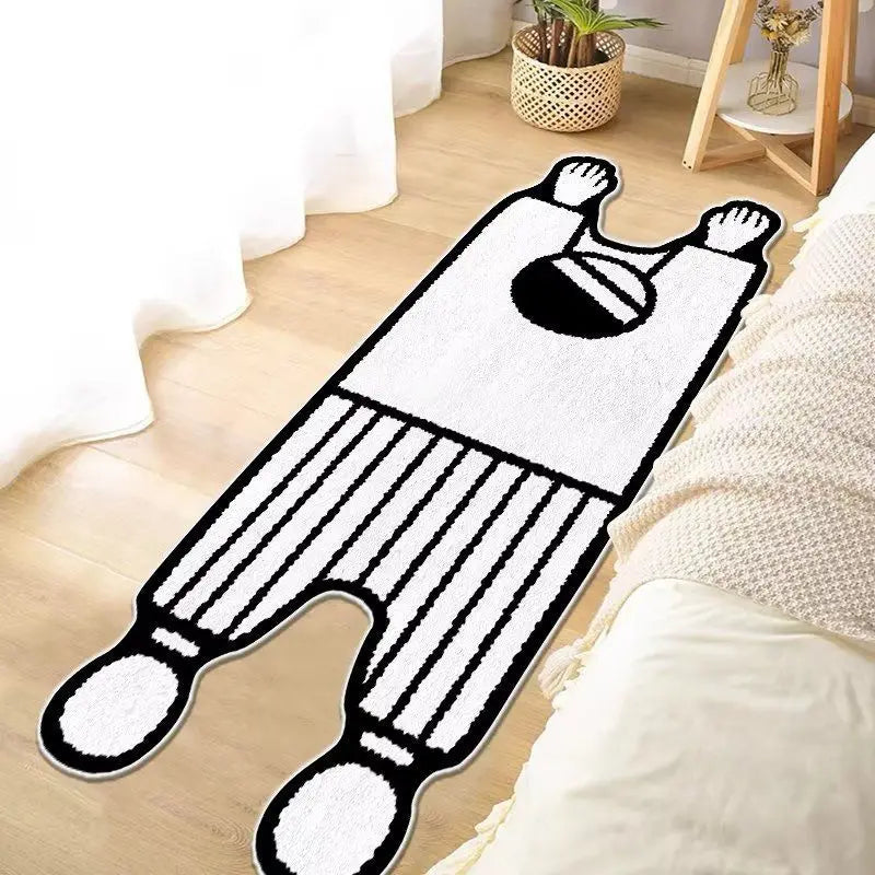 Plush Black White Korean Carpet