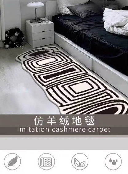 Plush Black White Korean Carpet