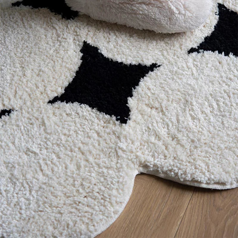 Plush Black White Living Room Rug