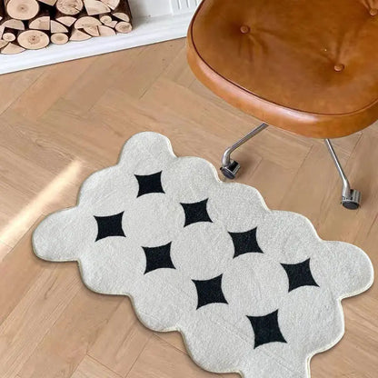 Plush Black White Living Room Rug