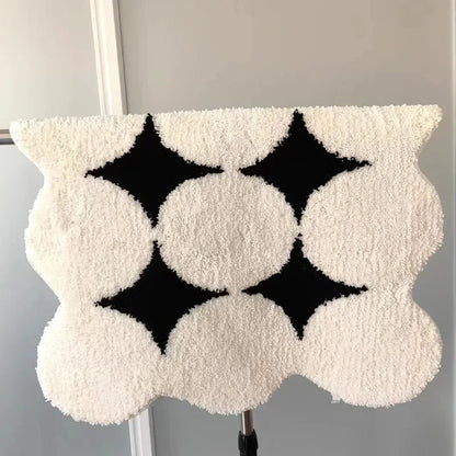 Plush Black White Living Room Rug