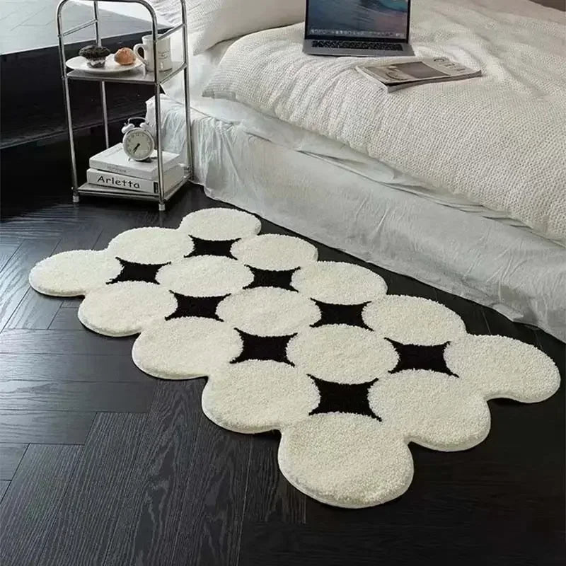 Plush Black White Living Room Rug