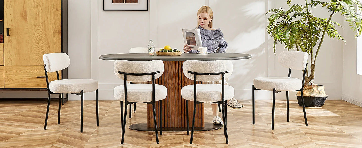 Plush Fabric Ergonomic Dining Chairs Set