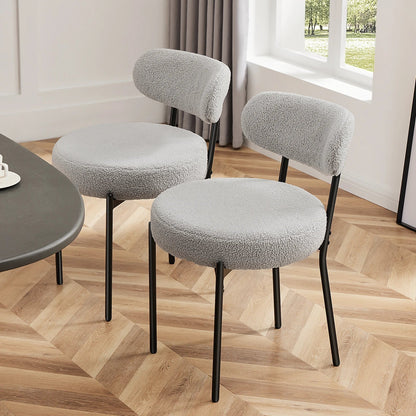 Plush Fabric Ergonomic Dining Chairs Set