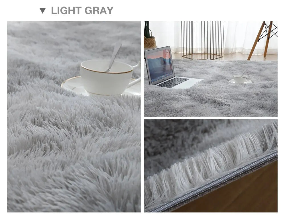 Plush Grey Velvet Anti-Slip Rug