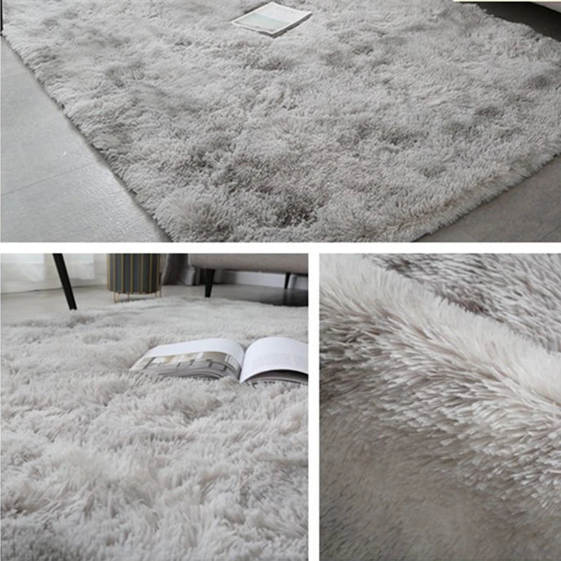 Plush Grey Velvet Anti-Slip Rug