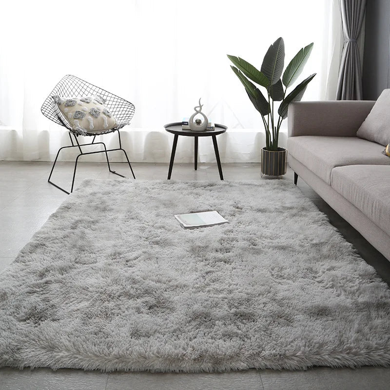 Plush Grey Velvet Anti-Slip Rug