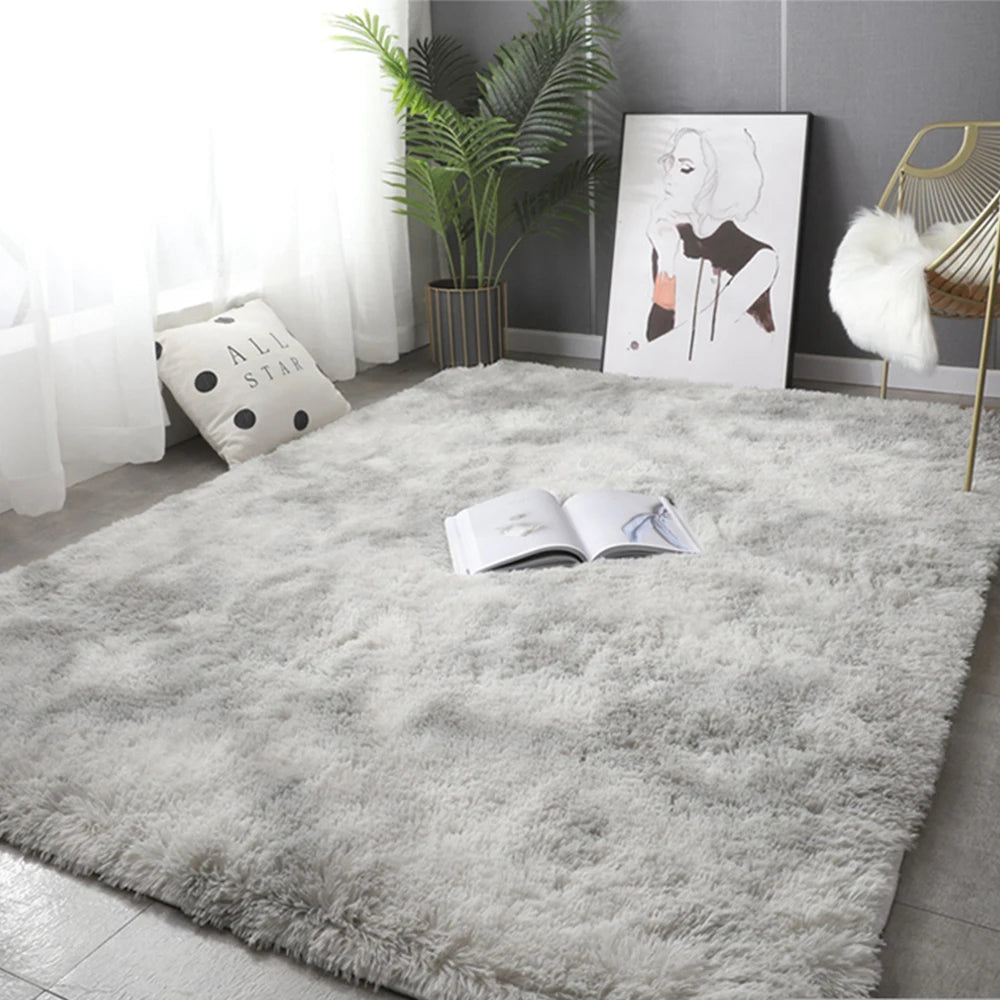 Plush Grey Velvet Anti-Slip Rug