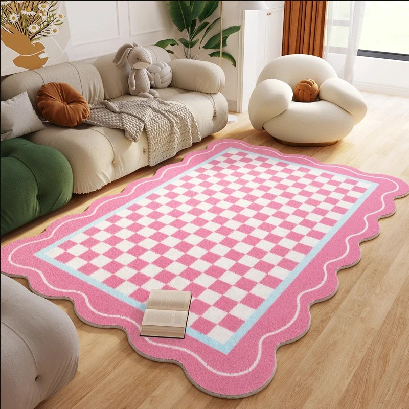 Plush Plaid Fluffy Living Room Rug