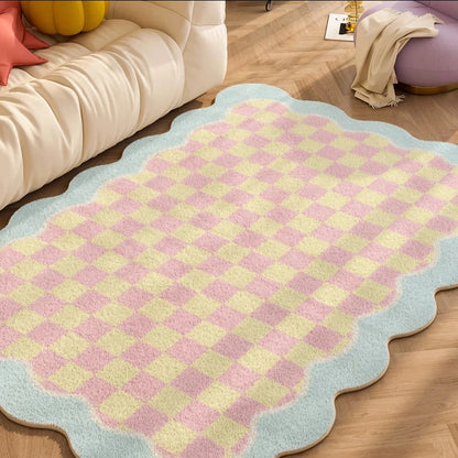 Plush Plaid Fluffy Living Room Rug