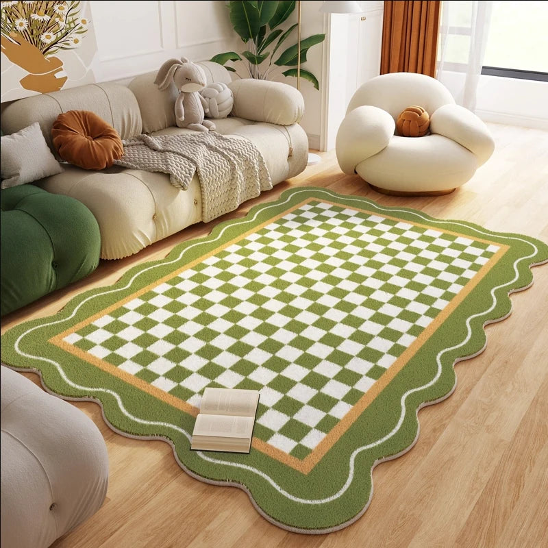 Plush Plaid Fluffy Living Room Rug