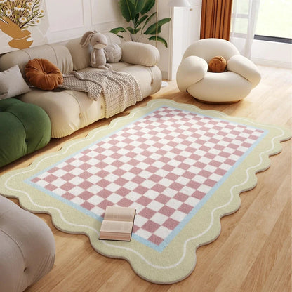 Plush Plaid Fluffy Living Room Rug