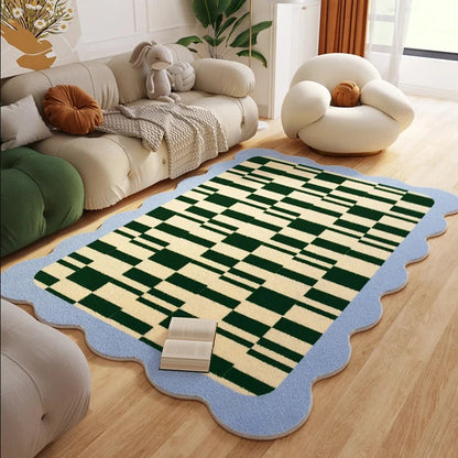 Plush Plaid Fluffy Living Room Rug