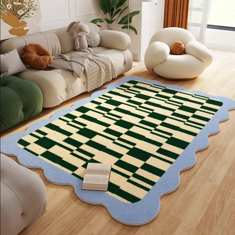 Plush Plaid Fluffy Living Room Rug