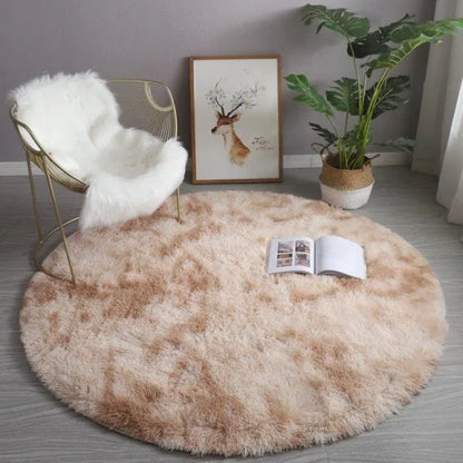 Plush White Round Rug for Kids