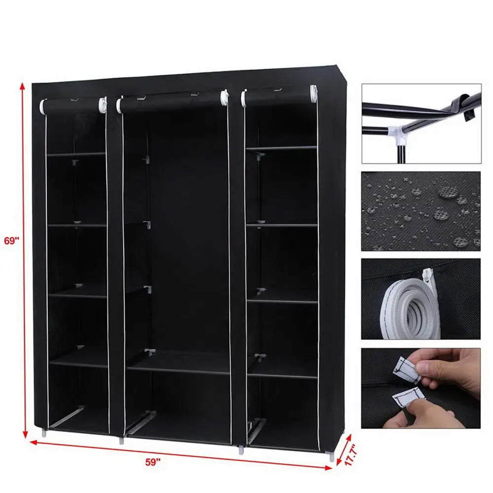 Portable 69 Inch Non-Woven Wardrobe