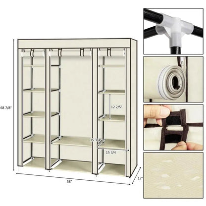 Portable 69 Inch Non-Woven Wardrobe