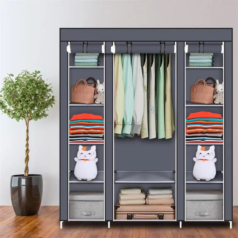 Portable 69 Inch Non-Woven Wardrobe