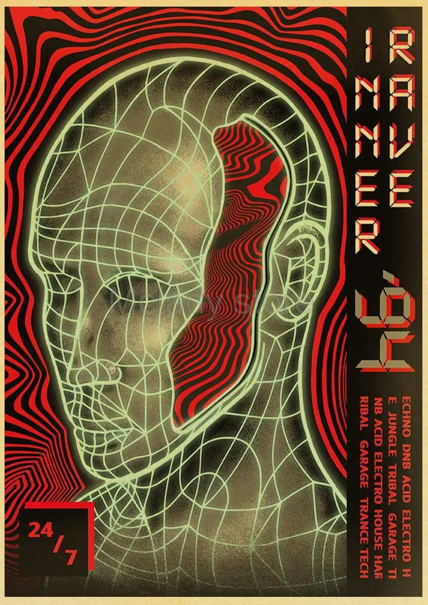 Psychedelic Retro Art Poster 24"x36"