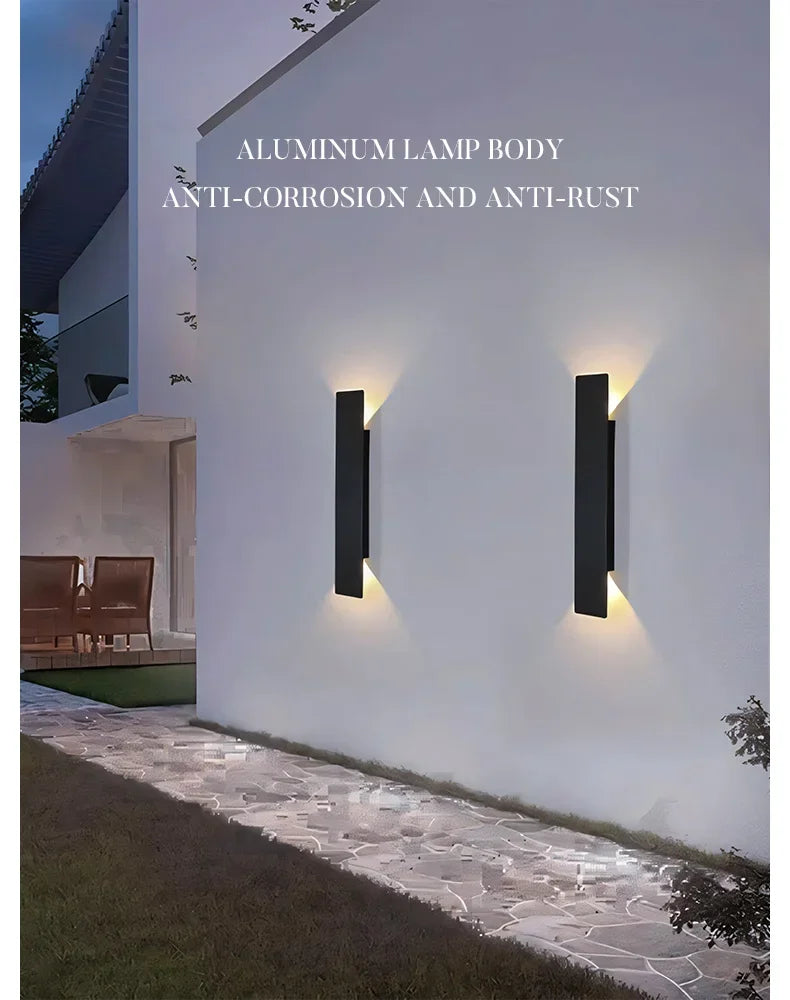 Pumous Black LED Outdoor Wall Lamp