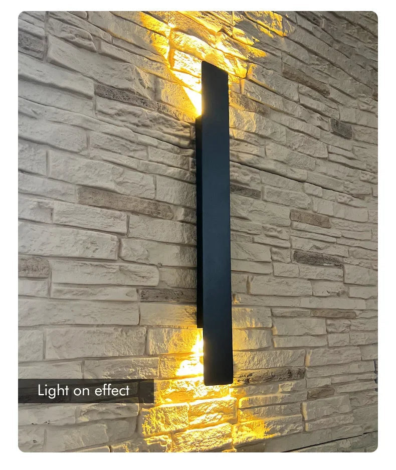 Pumous Black LED Outdoor Wall Lamp