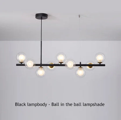 QIRUIMEI 9-Head Black Pendant Lamp