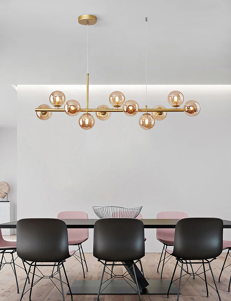 QIRUIMEI 9-Head Black Pendant Lamp