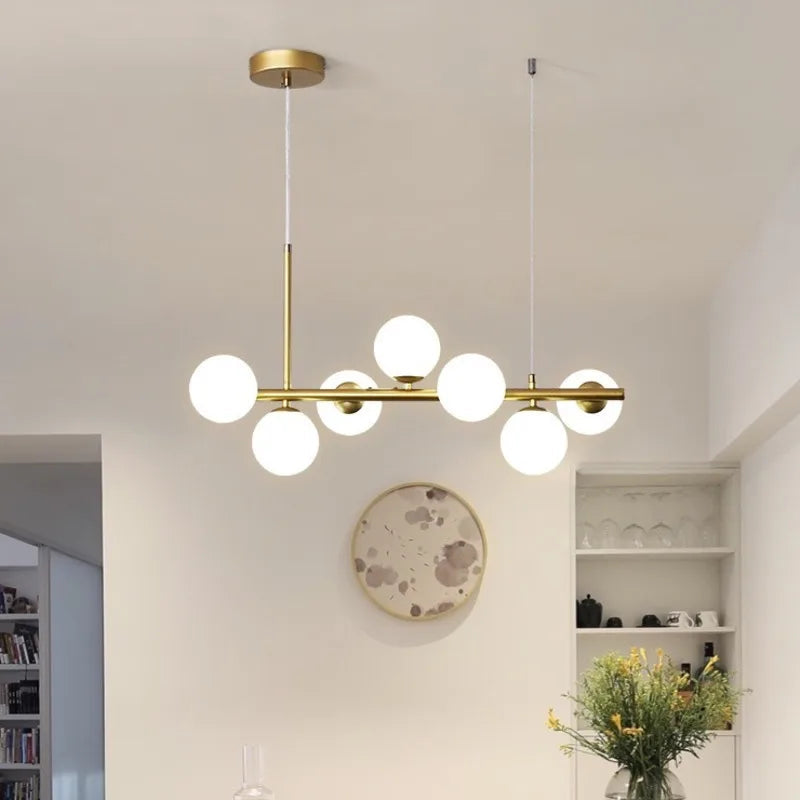 QIRUIMEI 9-Head Black Pendant Lamp