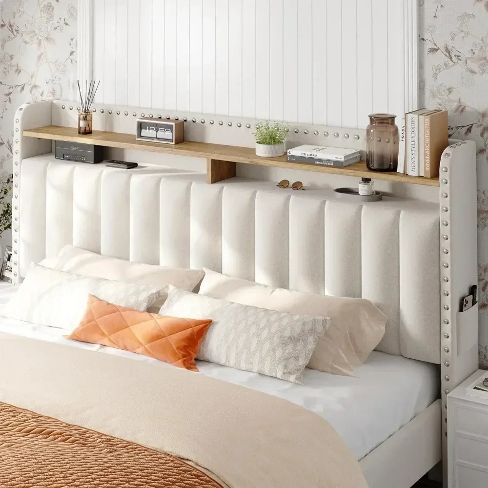 Queen Upholstered Bed Frame with Storage