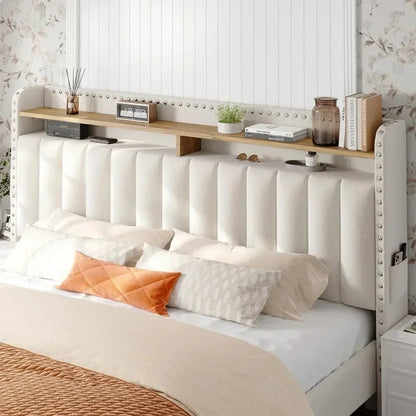 Queen Upholstered Bed Frame with Storage