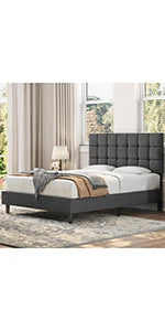 Queen Upholstered Platform Bed with Storage