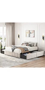 Queen Upholstered Platform Bed with Storage