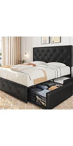 Queen Upholstered Platform Bed with Storage