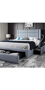 Queen Upholstered Platform Bed with Storage