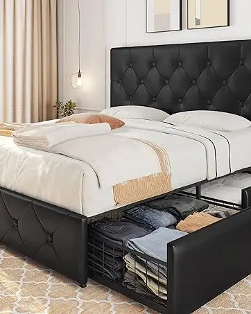 Queen Upholstered Platform Bed with Storage