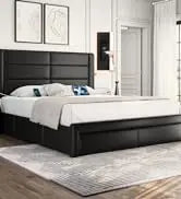 Queen Upholstered Platform Bed with Storage