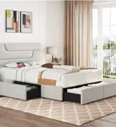 Queen Upholstered Platform Bed with Storage