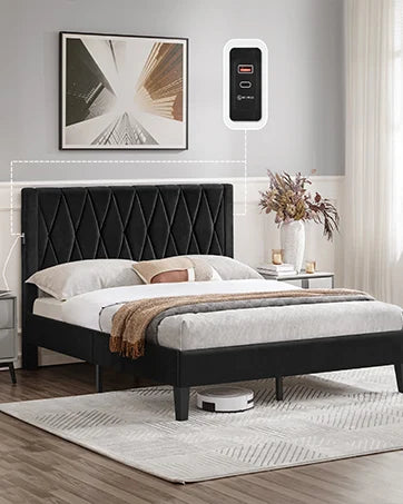 Queen Upholstered Platform Bed with Storage