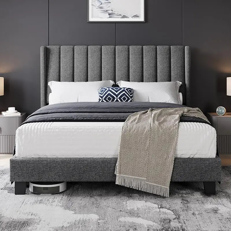 Queen Upholstered Platform Bed with Storage